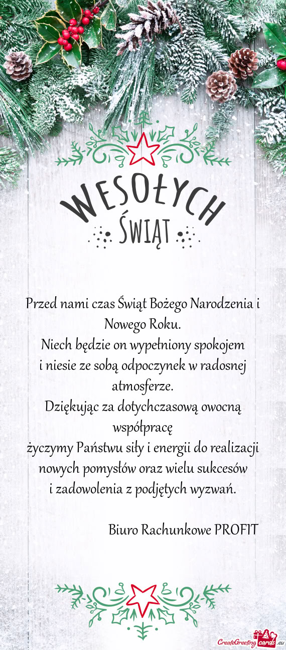 Przed nami czas Świąt Bożego Narodzenia i Nowego Roku.  Niech będzie on