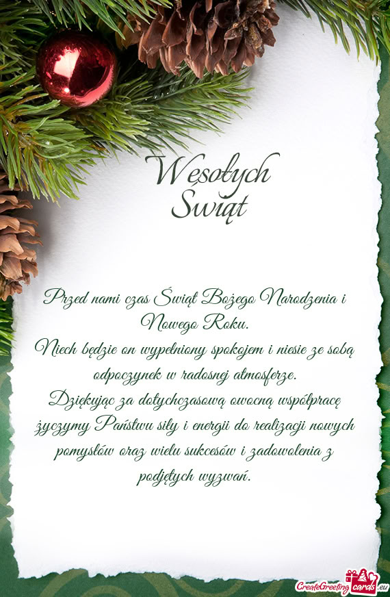 Przed nami czas Świąt Bożego Narodzenia i Nowego Roku.  Niech będzie on