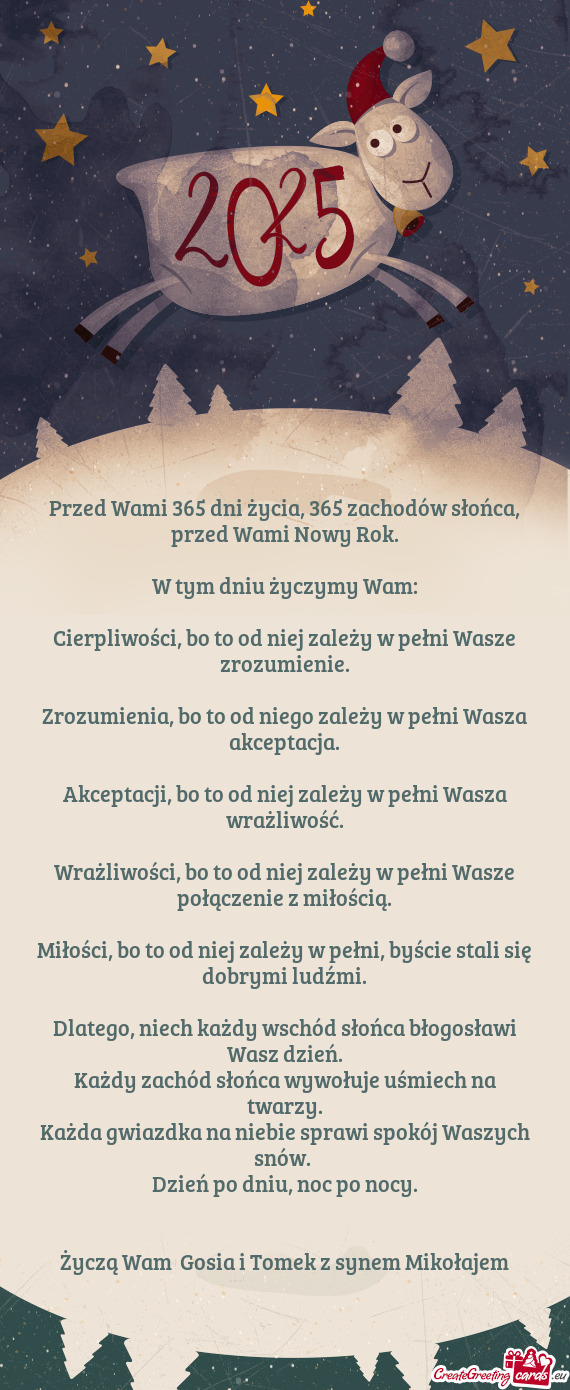 Przed Wami 365 dni życia, 365 zachodów słońca, przed Wami Nowy Rok