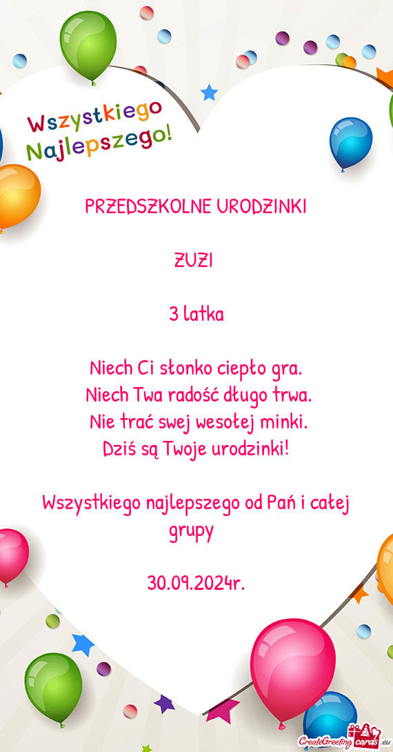 PRZEDSZKOLNE URODZINKI ZUZI  3 latka Niech Ci słonko ciepło gra