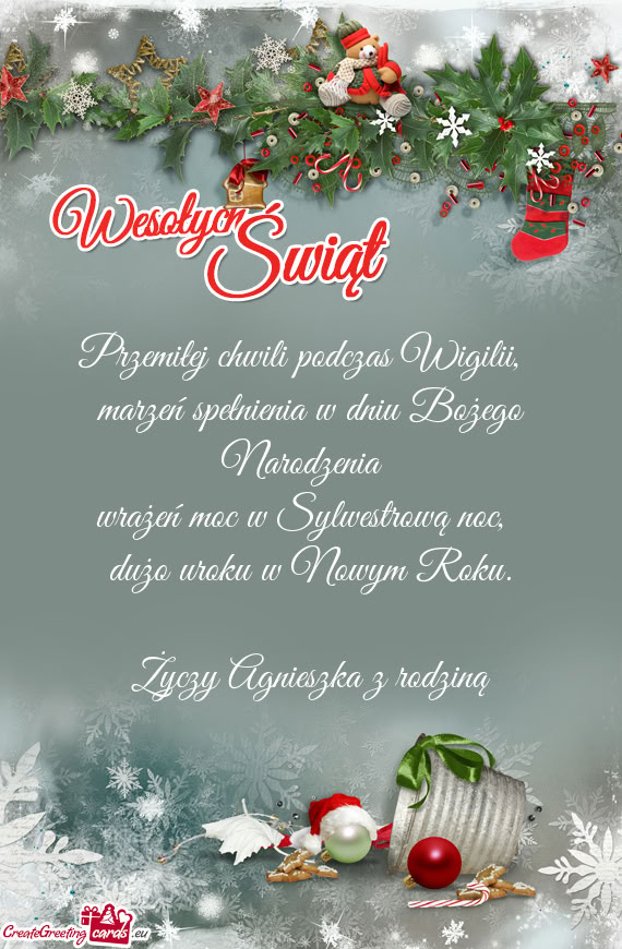 Przemiłej chwili podczas Wigilii,    marzeń spełnienia w dniu Bożego