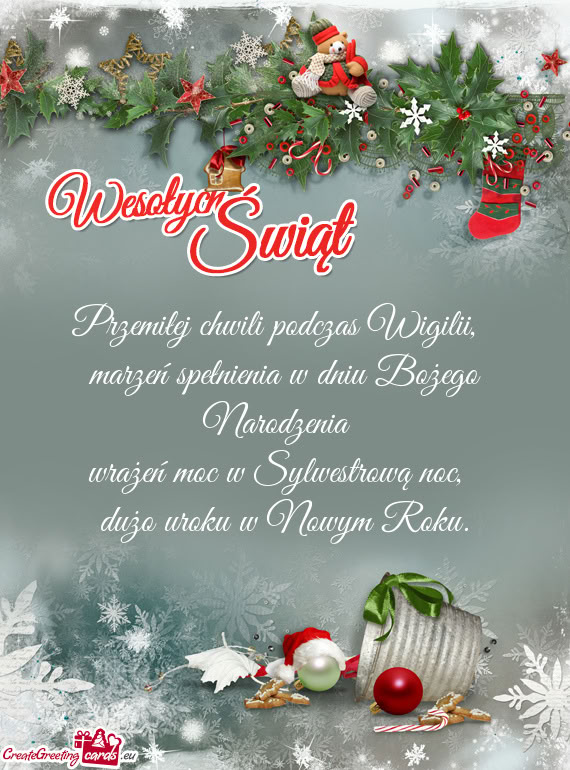 Przemiłej chwili podczas Wigilii,    marzeń spełnienia w dniu Bożego