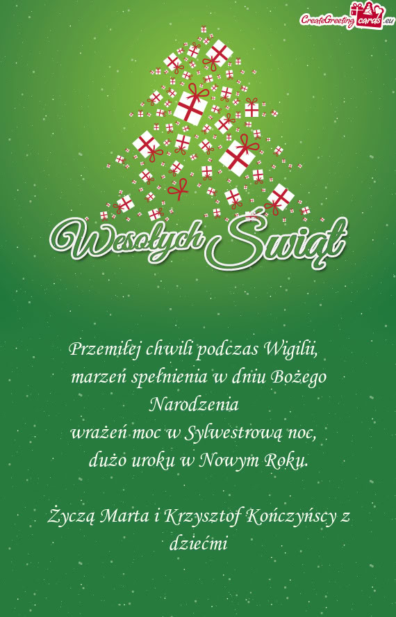 Przemiłej chwili podczas Wigilii,    marzeń spełnienia w dniu Bożego