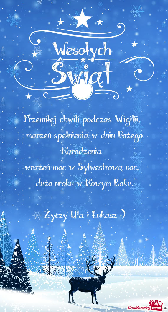 Przemiłej chwili podczas Wigilii,    marzeń spełnienia w dniu Bożego