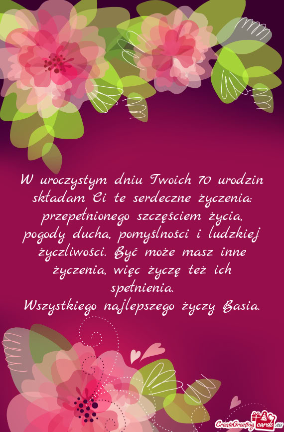 Przepełnionego szczęściem życia