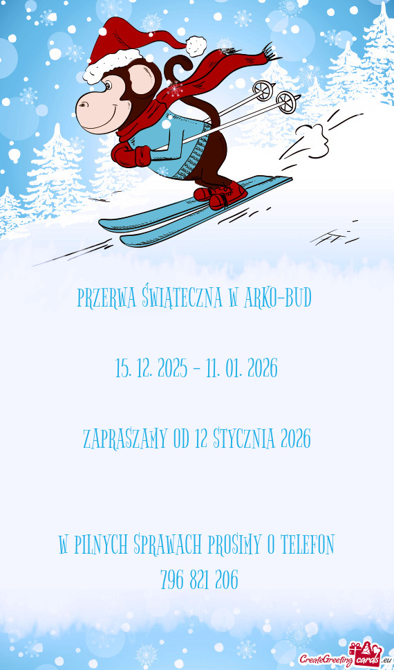 PRZERWA ŚWIĄTECZNA W ARKO-BUD