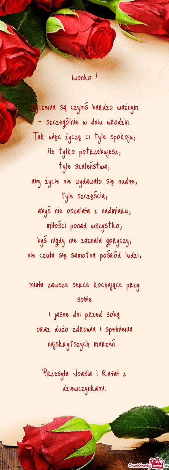 Przesyła Joasia i Rafał z dziewczynkami