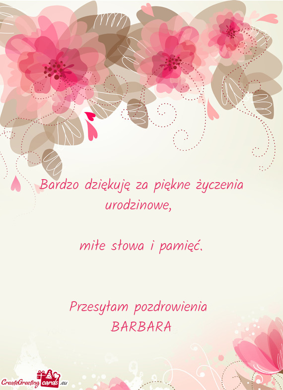 Przesyłam pozdrowienia 
 BARBARA