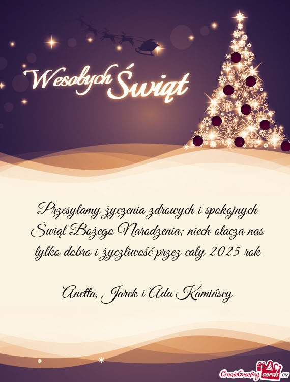 Przesyłamy życzenia zdrowych i spokojnych Świąt Bożego Narodzenia; niech otacza nas tylko dobro