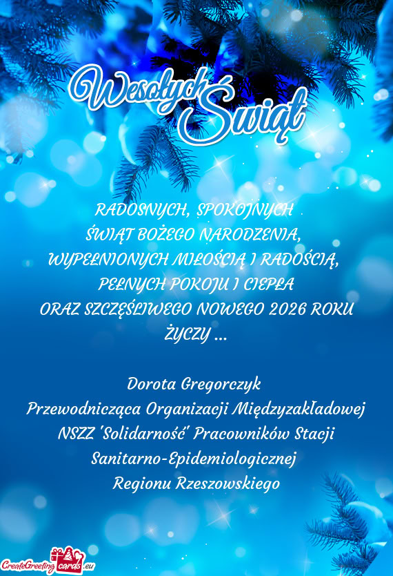 Przewodnicząca Organizacji Międzyzakładowej NSZZ "Solidarność" Pracowników Stacji Sanitarno-Ep