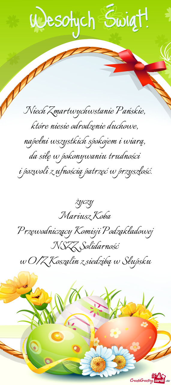 Przewodniczący Komisji Podzakładowej NSZZ Solidarność