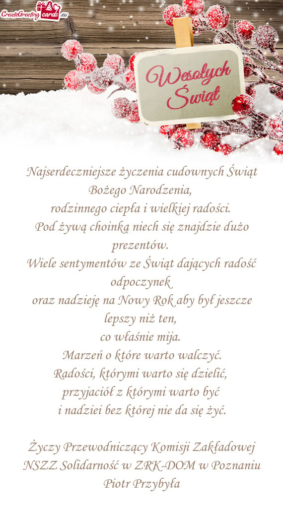 Przewodniczący Komisji Zakładowej NSZZ Solidarność w ZRK-DOM w Poznaniu Piotr Przybyła