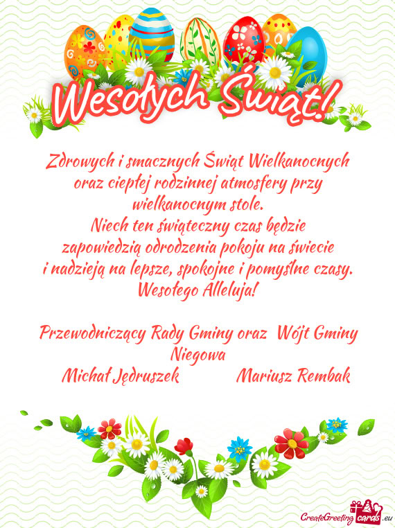 Przewodniczący Rady Gminy oraz Wójt Gminy Niegowa