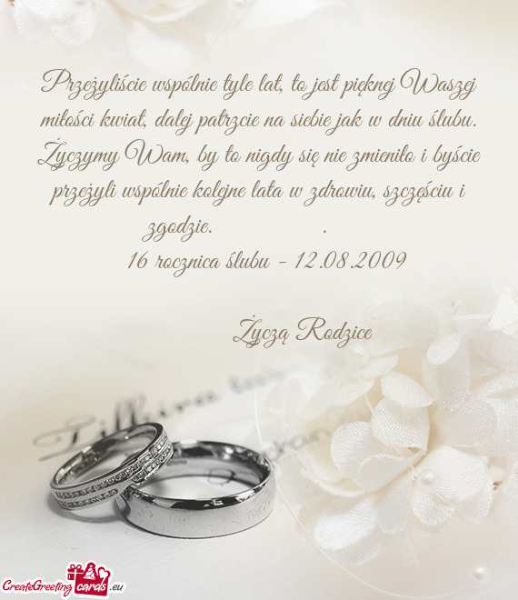 Przeżyliście wspólnie tyle lat, to jest pięknej Waszej miłości kwiat, dalej patrzcie na siebie