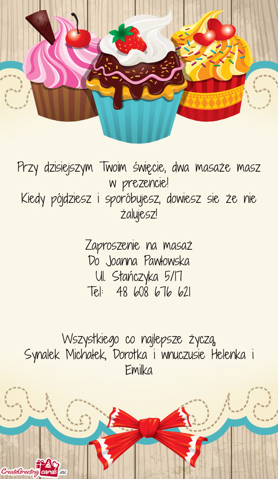 Przy dzisiejszym Twoim święcie, dwa masaże masz w prezencie