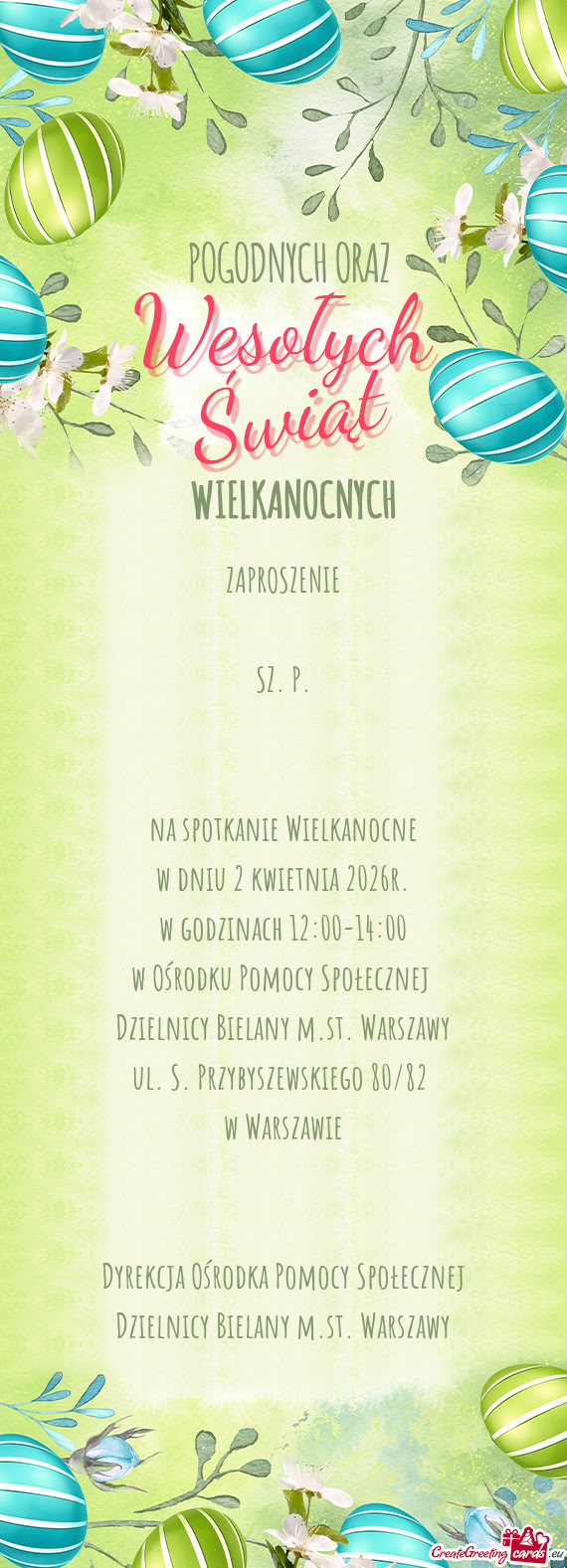 Przybyszewskiego 80/82 w Warszawie  Dyrekcja Ośrodka Pomocy Społecznej Dzielnicy Bielany m