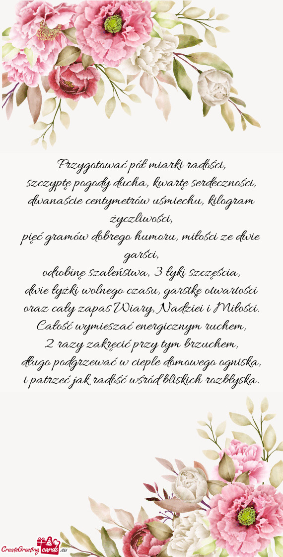 Przygotować pół miarki radości