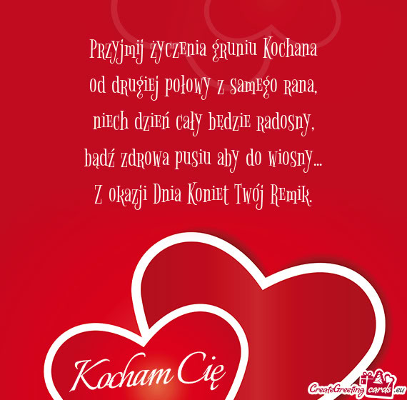 Przyjmij życzenia gruniu Kochana