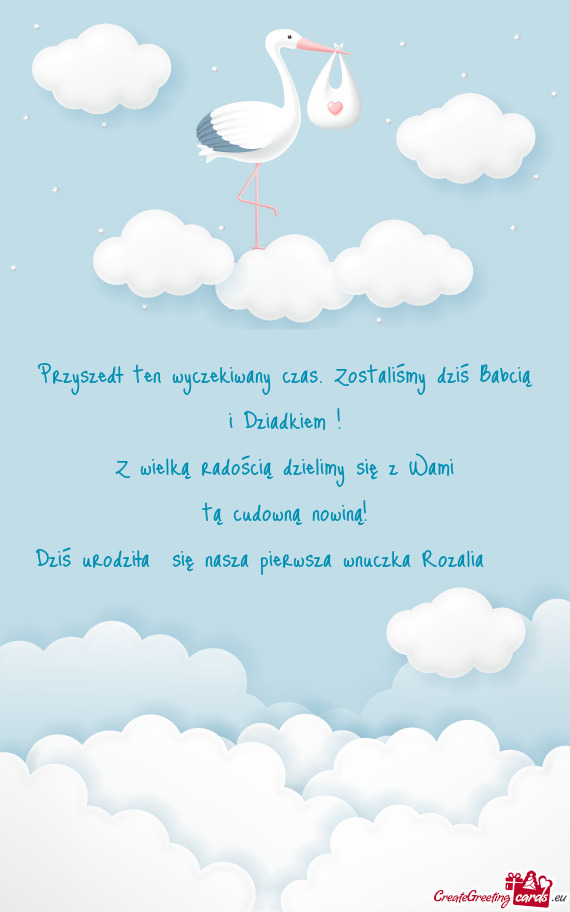 Przyszedł ten wyczekiwany czas. Zostaliśmy dziś Babcią i Dziadkiem