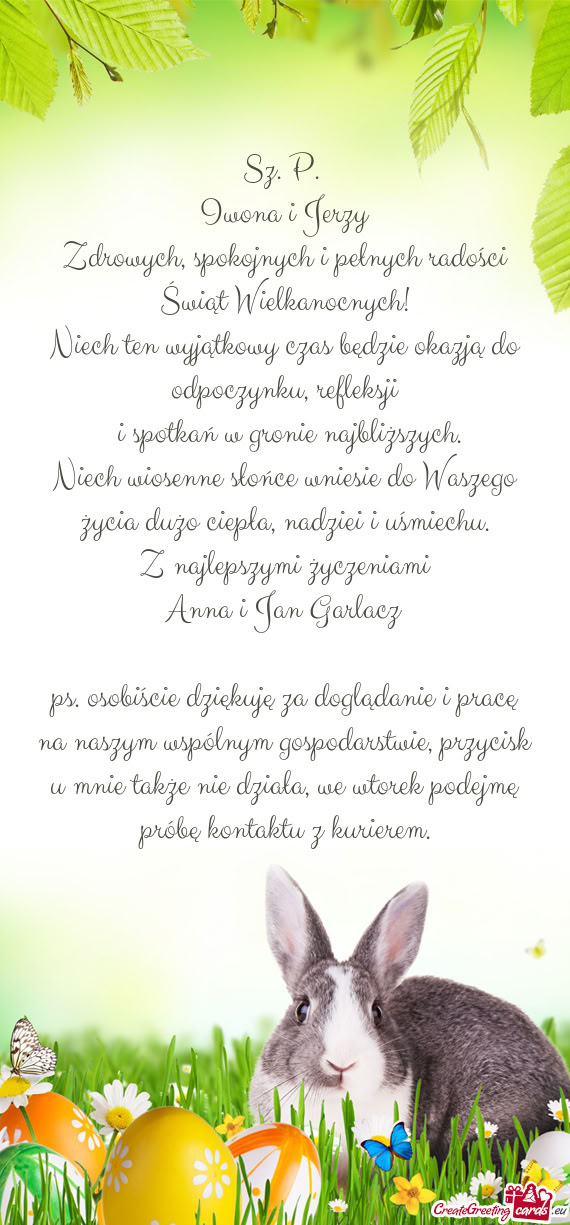 Ps. osobiście dziękuję za doglądanie i pracę na naszym wspólnym gospodarstwie, przycisk u mnie