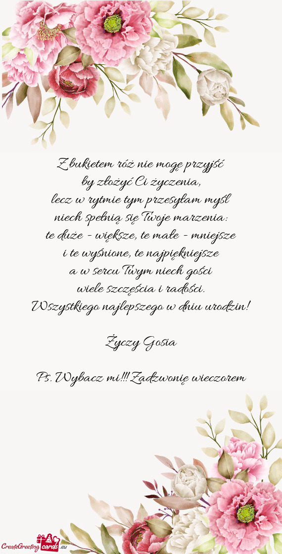 Ps. Wybacz mi!!! Zadzwonię wieczorem