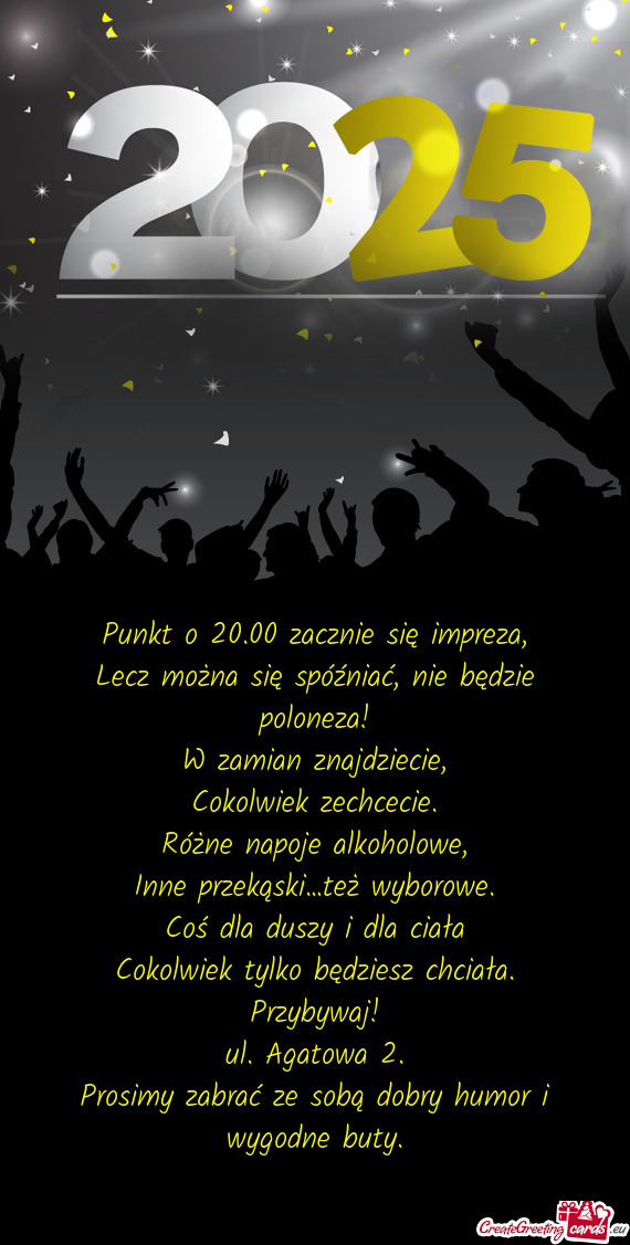 Punkt o 20.00 zacznie się impreza