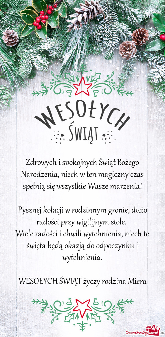 Pysznej kolacji w rodzinnym gronie, dużo radości przy wigilijnym stole