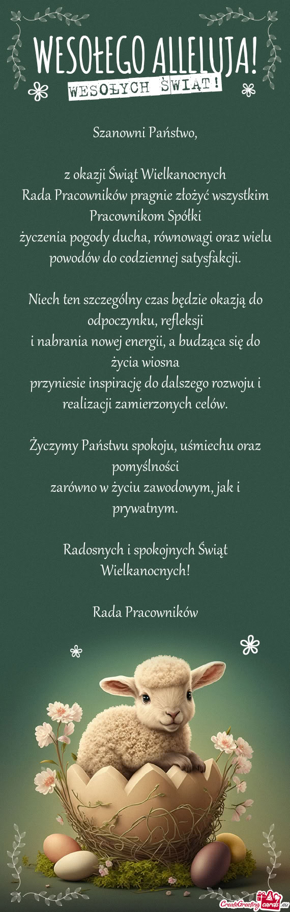 Rada Pracowników pragnie złożyć wszystkim Pracownikom Spółki