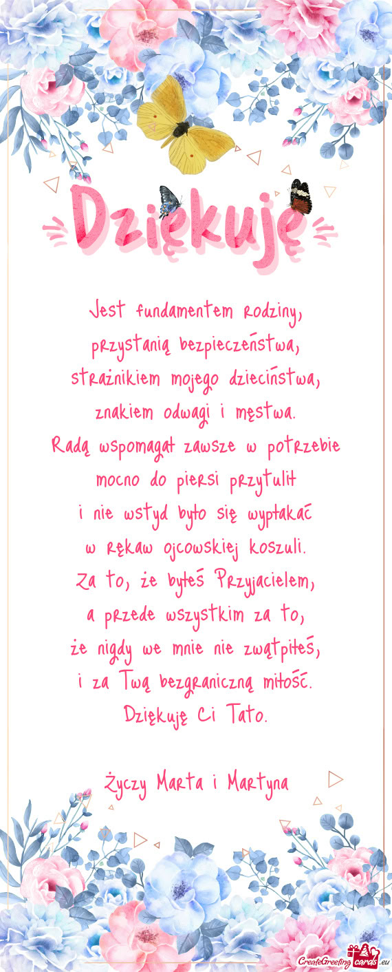 Radą wspomagał zawsze w potrzebie mocno do piersi przytulił i nie wstyd było się wypłakać