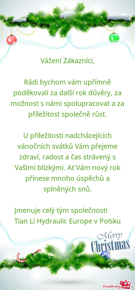 Rádi bychom vám upřímně poděkovali za další rok důvěry, za možnost s námi spolupracovat