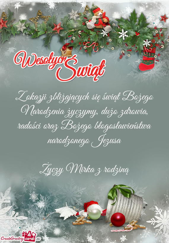 Radości oraz Bożego błogosławieństwa narodzonego Jezusa Mirka z rodziną