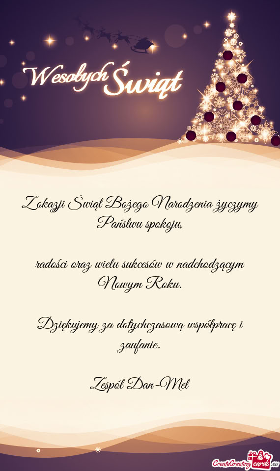 Radości oraz wielu sukcesów w nadchodzącym Nowym Roku