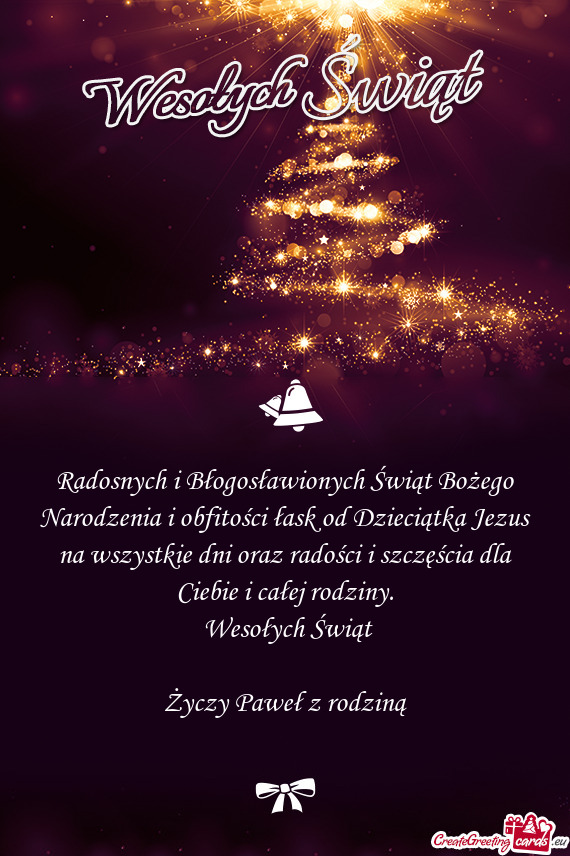 Radosnych i Błogosławionych Świąt Bożego Narodzenia i obfitości łask od Dzieciątka Jezus na