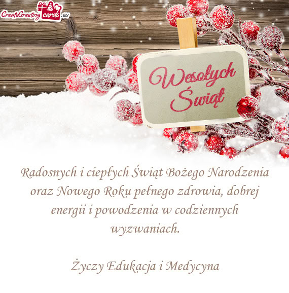 Radosnych i ciepłych Świąt Bożego Narodzenia oraz Nowego Roku pełnego zdrowia