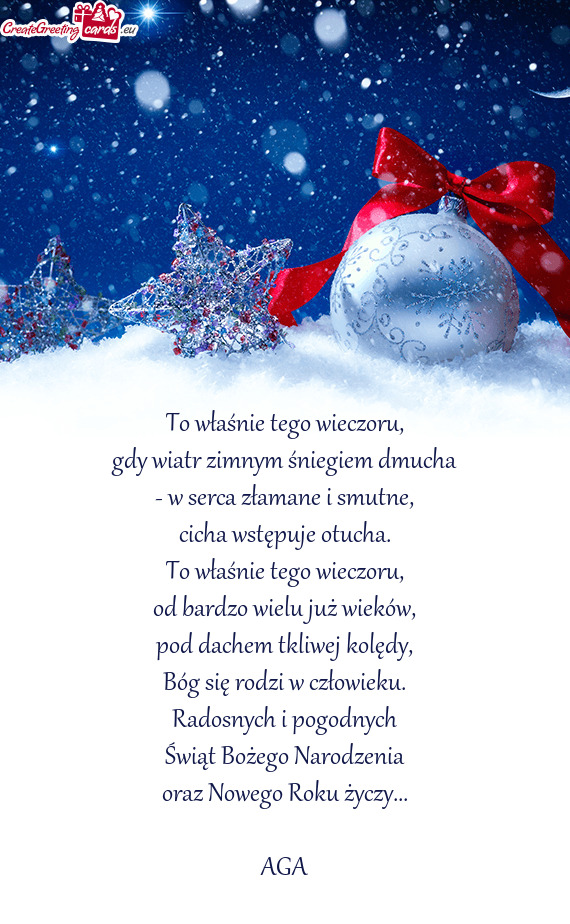 Radosnych i pogodnych
 Świąt Bożego Narodzenia
 oraz Nowego Roku życzy