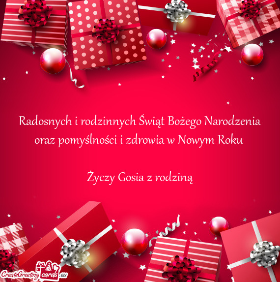 Radosnych i rodzinnych Świąt Bożego Narodzenia oraz pomyślności i zdrowia w Nowym Roku  Życ