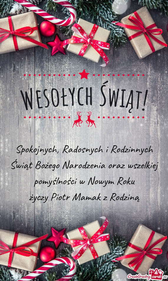 Radosnych i Rodzinnych Świąt Bożego Narodzenia oraz wszelkiej pomyślności w Nowym Roku życz