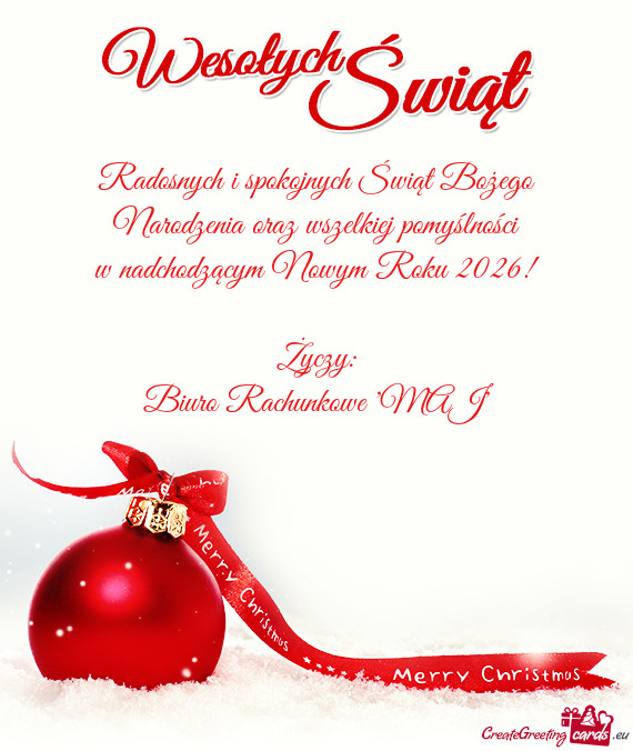 Radosnych i spokojnych Świąt Bożego Narodzenia oraz wszelkiej pomyślności w nadchodzącym Nowy