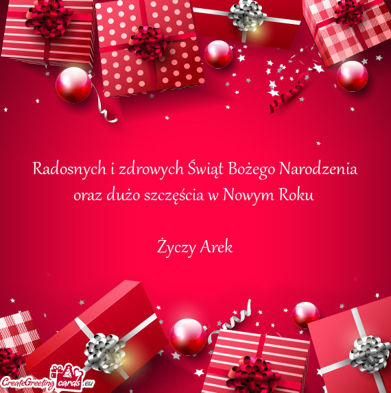Radosnych i zdrowych Świąt Bożego Narodzenia oraz dużo szczęścia w Nowym Roku 
 
 Życzy Arek