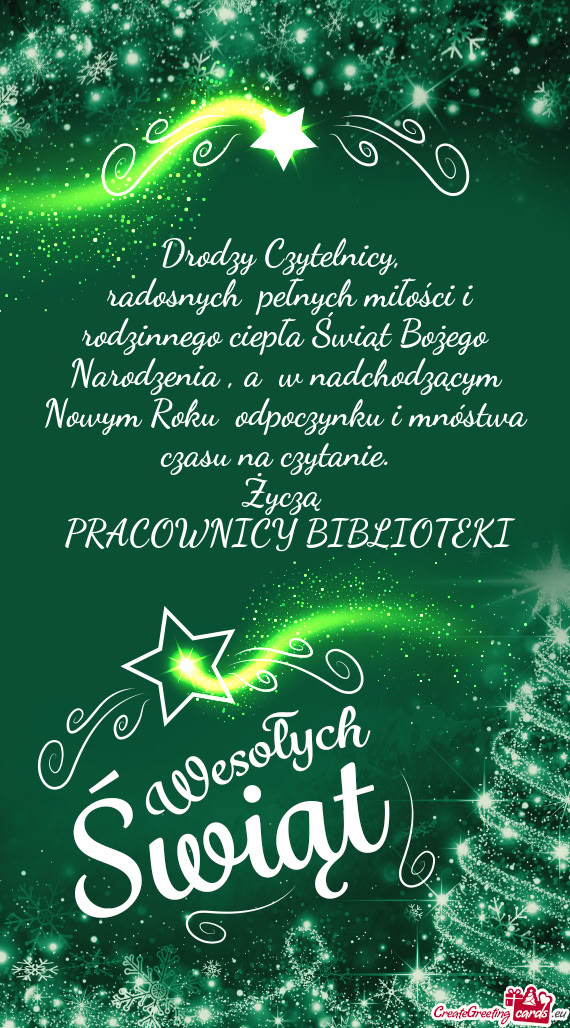 Radosnych pełnych miłości i rodzinnego ciepła Świąt Bożego Narodzenia , a w nadchodzącym
