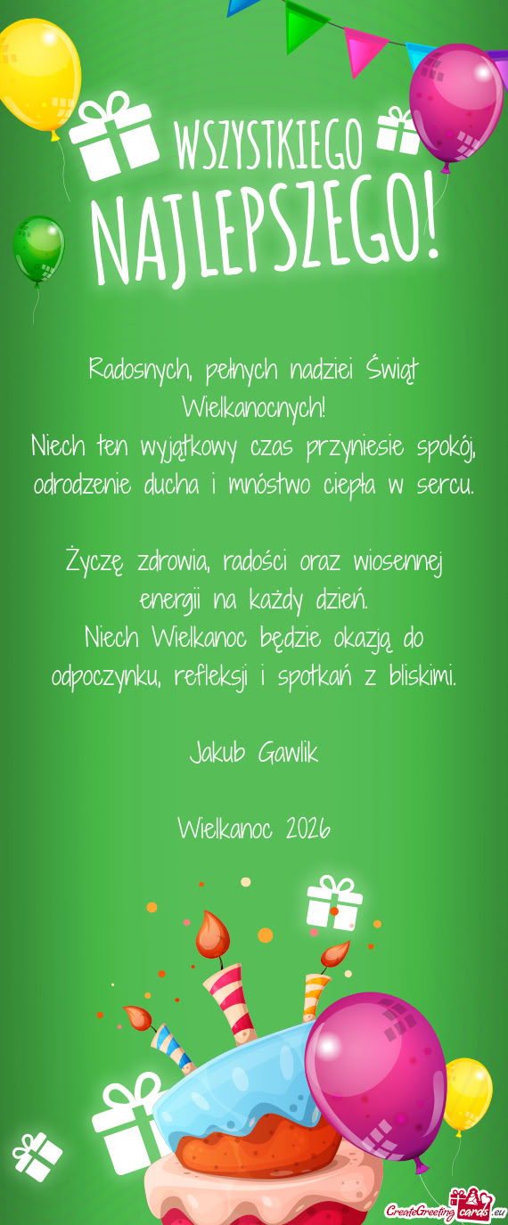 Radosnych, pełnych nadziei Świąt Wielkanocnych