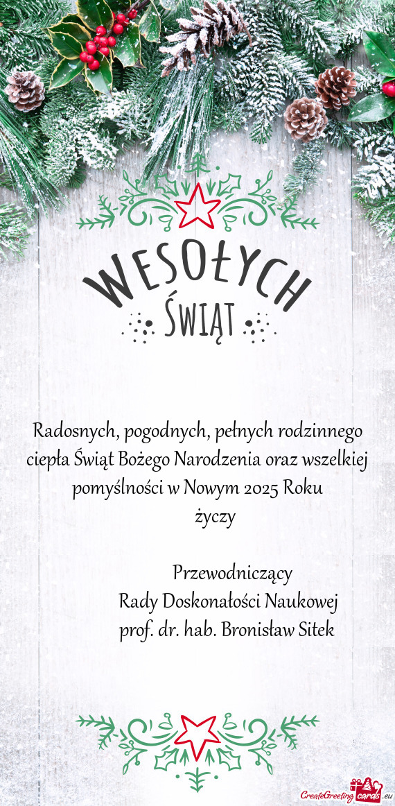 Radosnych, pogodnych, pełnych rodzinnego ciepła Świąt Bożego Narodzenia oraz wszelkiej pomyśln