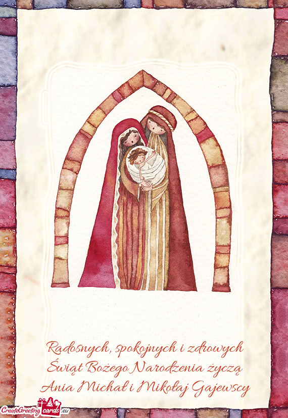 Radosnych, spokojnych i zdrowych Świąt Bożego Narodzenia życzą Ania Michał i Mikołaj Gajewscy