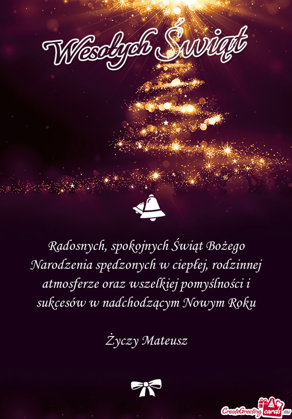 Radosnych, spokojnych Świąt Bożego Narodzenia spędzonych w ciepłej,