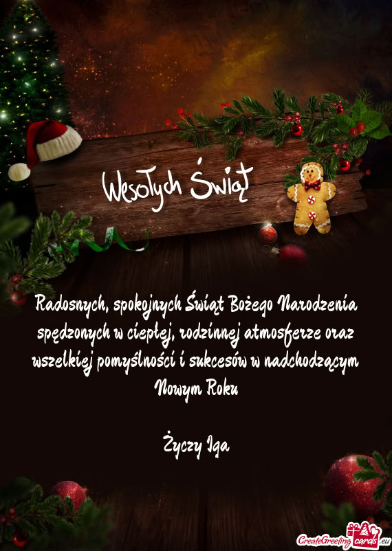 Radosnych, spokojnych Świąt Bożego Narodzenia spędzonych w ciepłej,