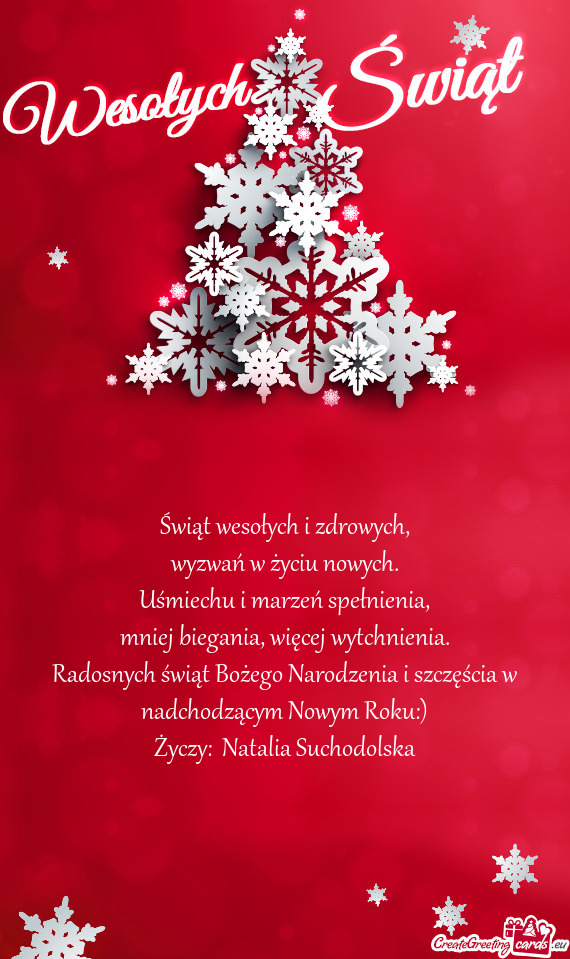 Radosnych świąt Bożego Narodzenia i szczęścia w nadchodzącym Nowym Roku:)