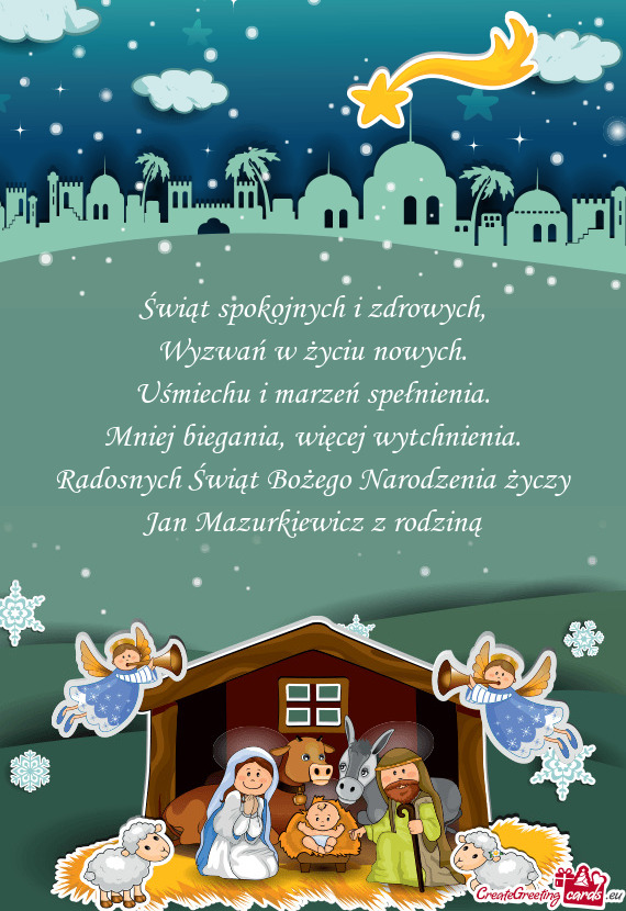Radosnych Świąt Bożego Narodzenia Jan Mazurkiewicz z rodziną