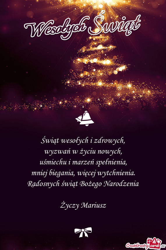 Radosnych świąt Bożego Narodzenia Mariusz
