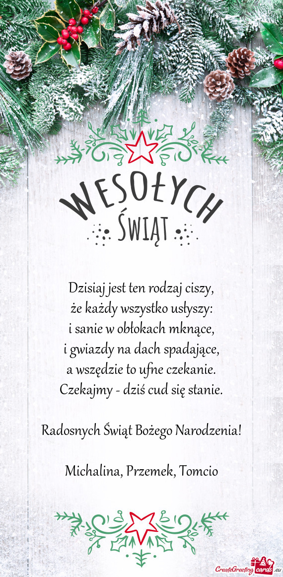 Radosnych Świąt Bożego Narodzenia! Michalina
