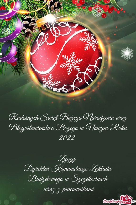 Radosnych Świąt Bożego Narodzenia oraz Błogosławieństwa Bożego w Nowym Roku 2022
